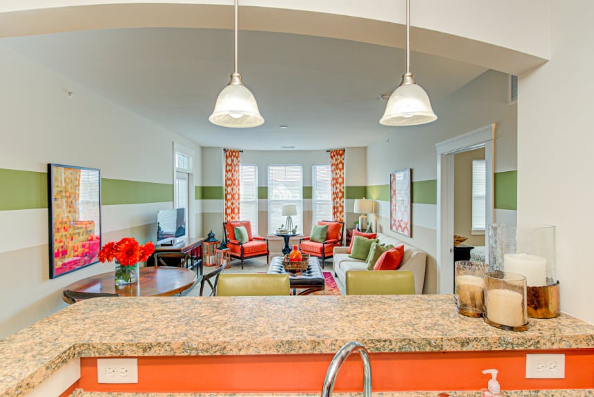 Dining room at model Bloomington apartments